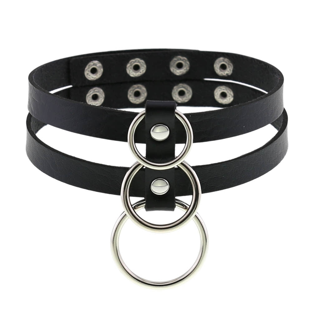 Black Leather Rivet Choker