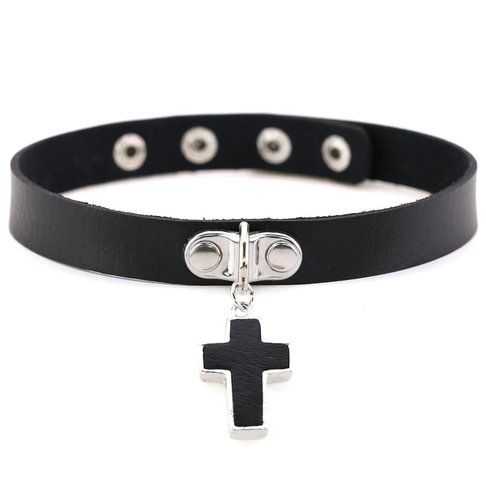 Black Leather Rivet Choker