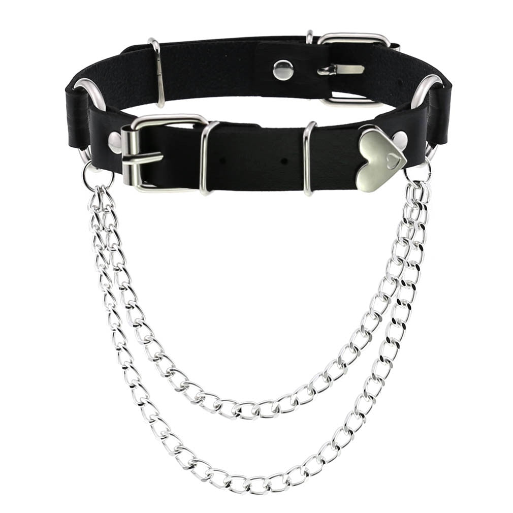Black Leather Rivet Choker
