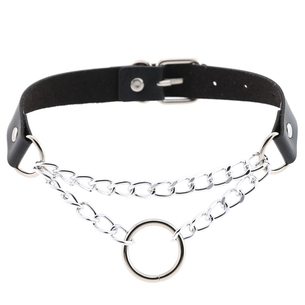 Black Leather Rivet Choker