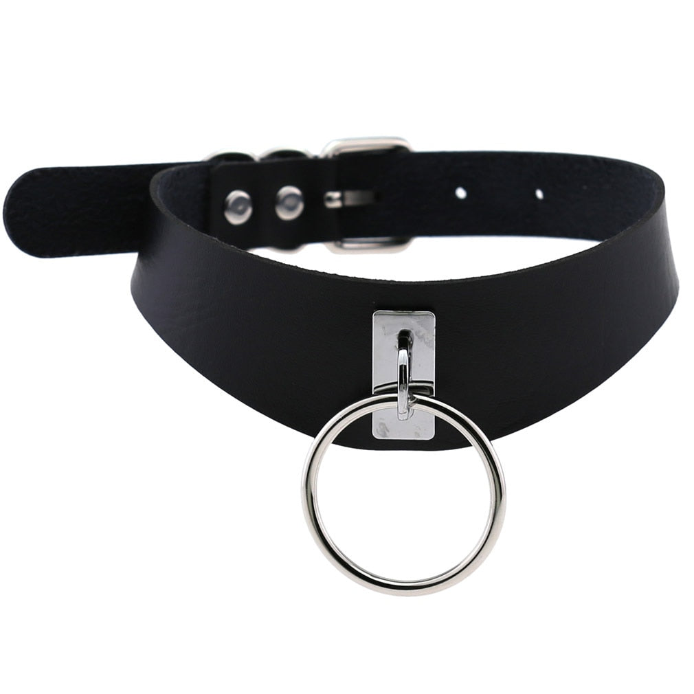 Black Leather Rivet Choker
