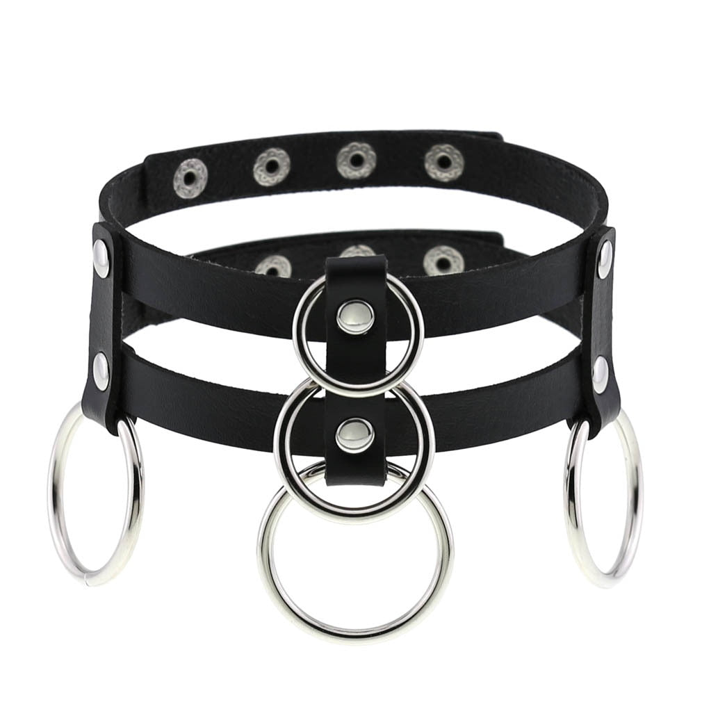 Black Leather Rivet Choker
