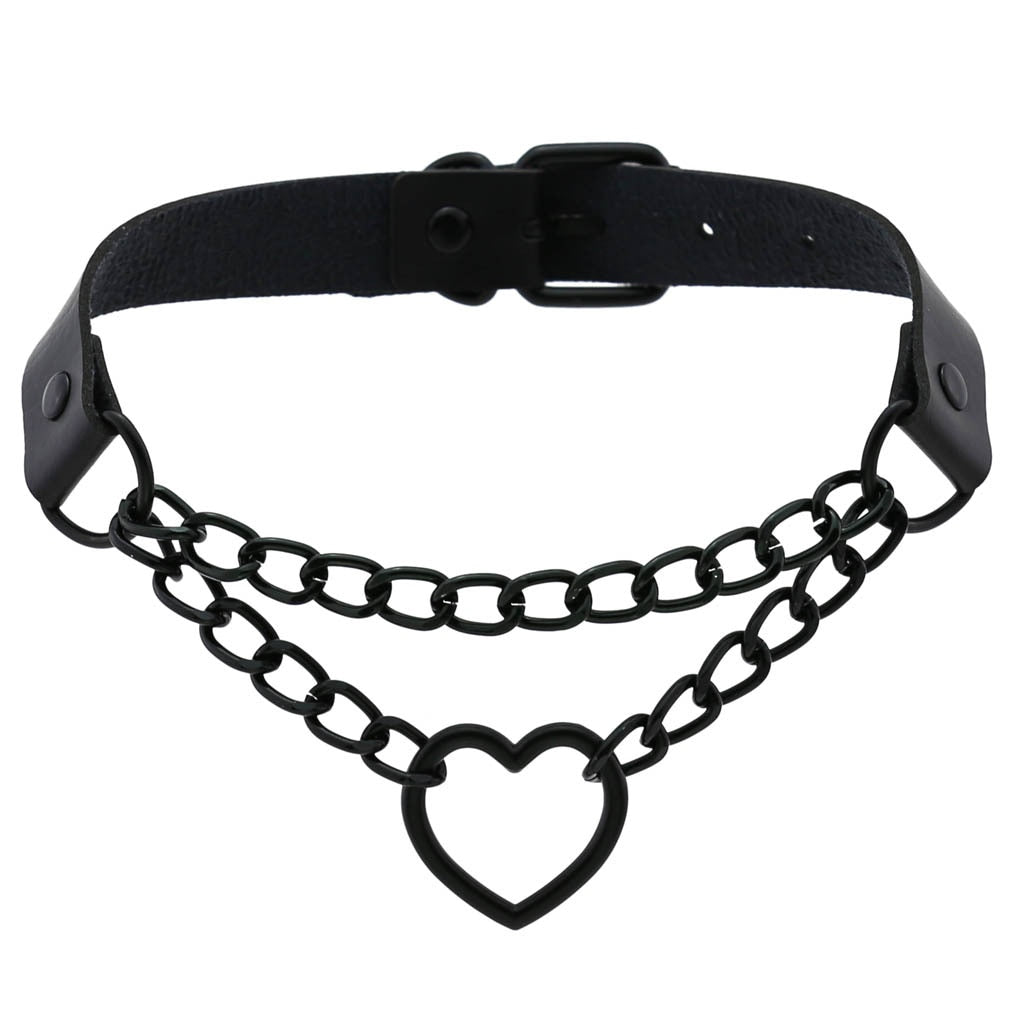 Black Leather Rivet Choker