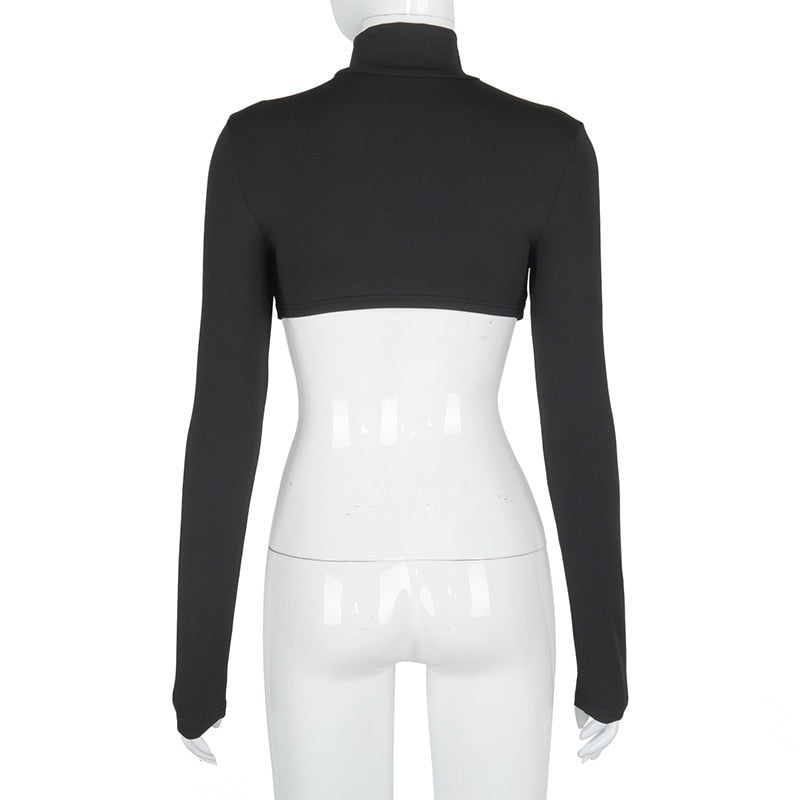 Sexy Black Crop Top Tie Bodycon