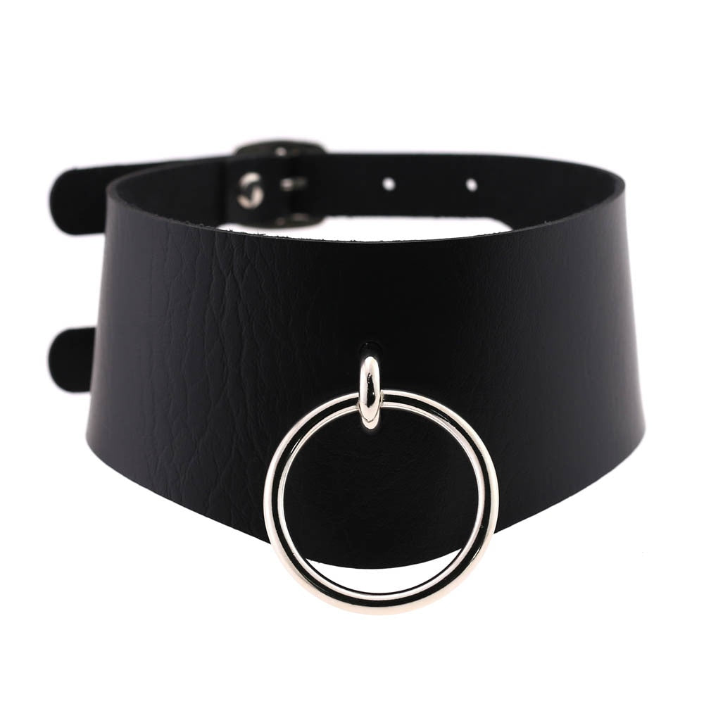 Black Leather Rivet Choker