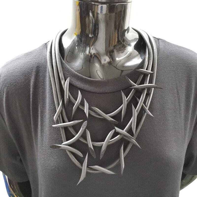Black Spiky Choker Necklace