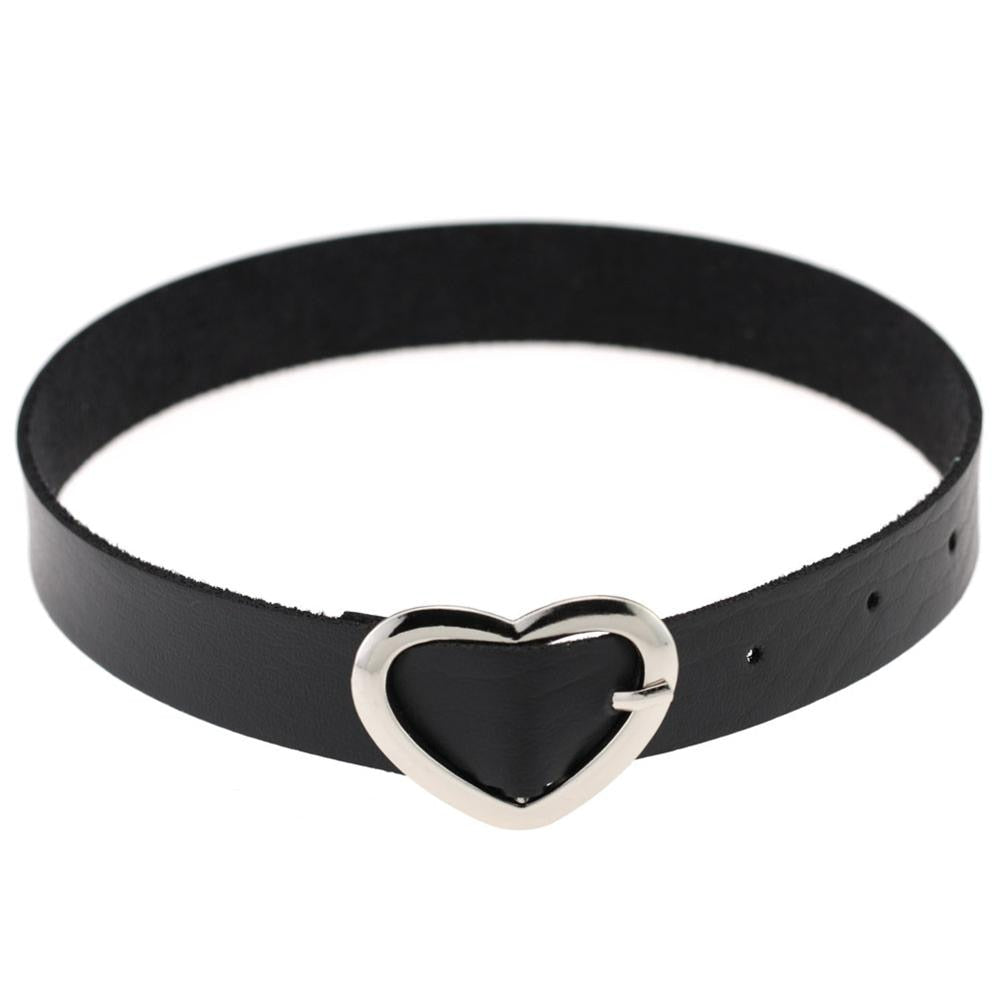 Black Leather Rivet Choker