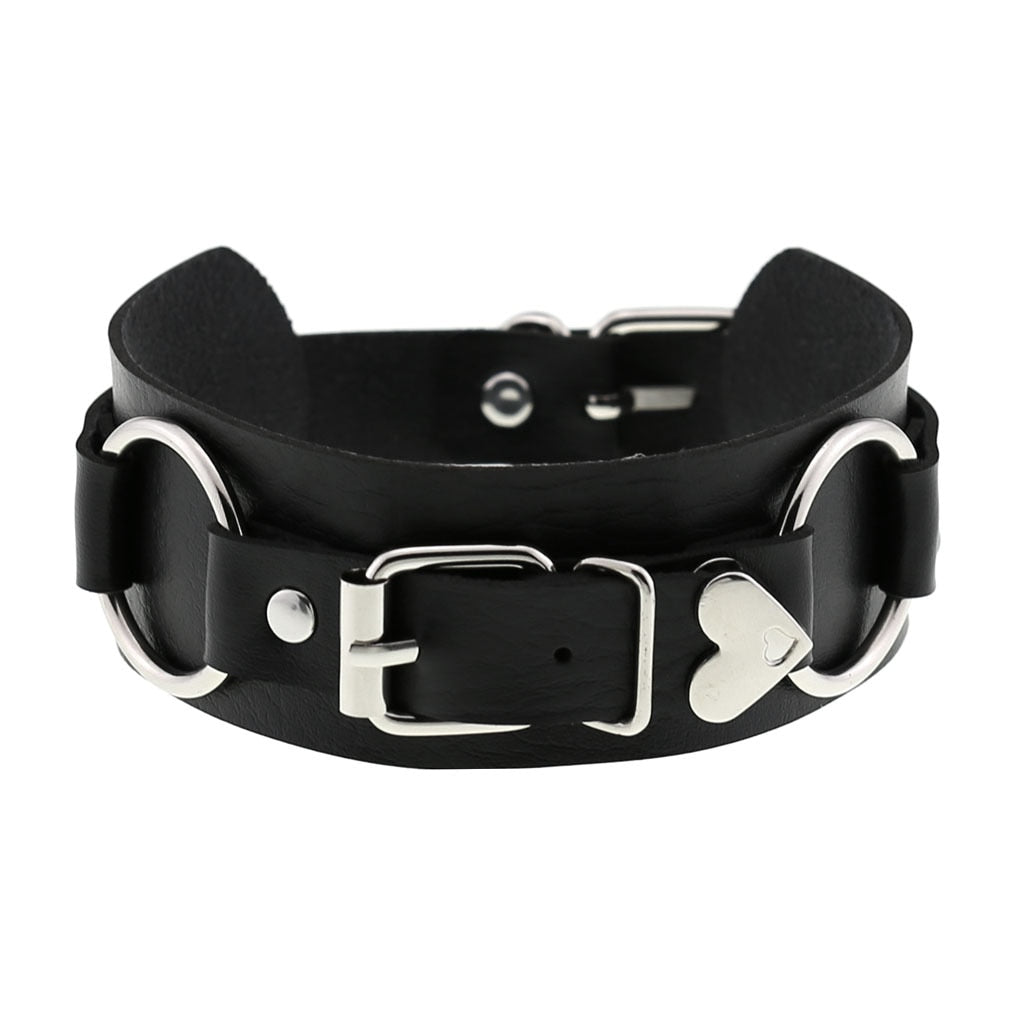 Black Leather Rivet Choker