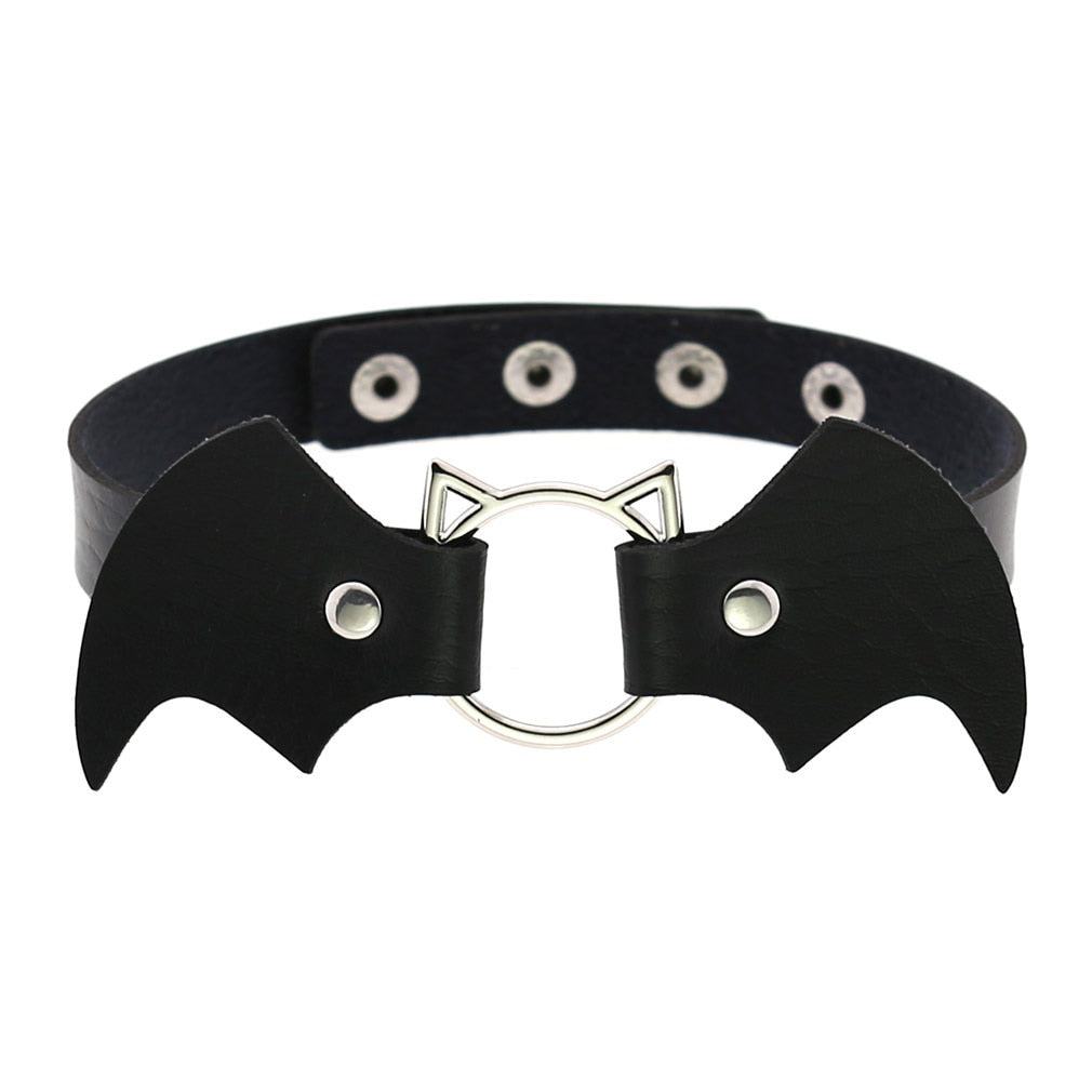 Black Leather Rivet Choker