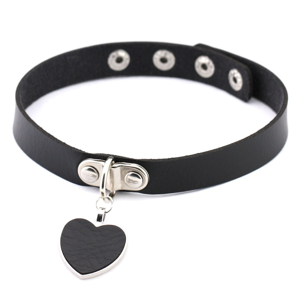 Black Leather Rivet Choker