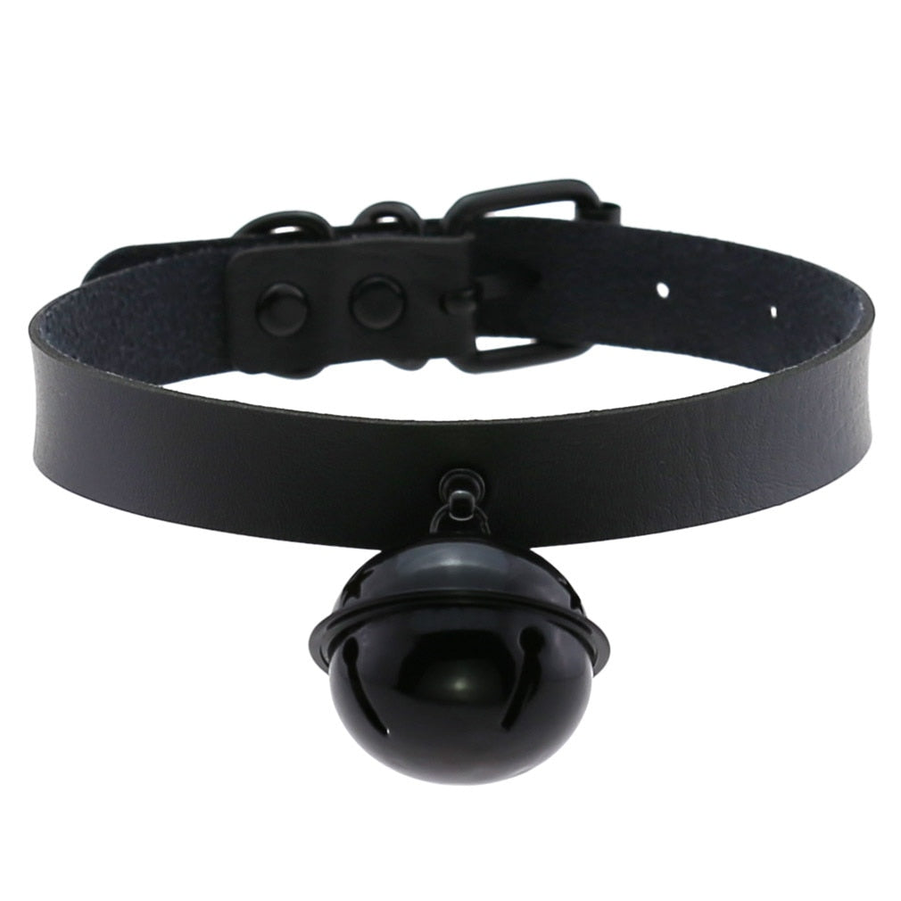 Black Leather Rivet Choker