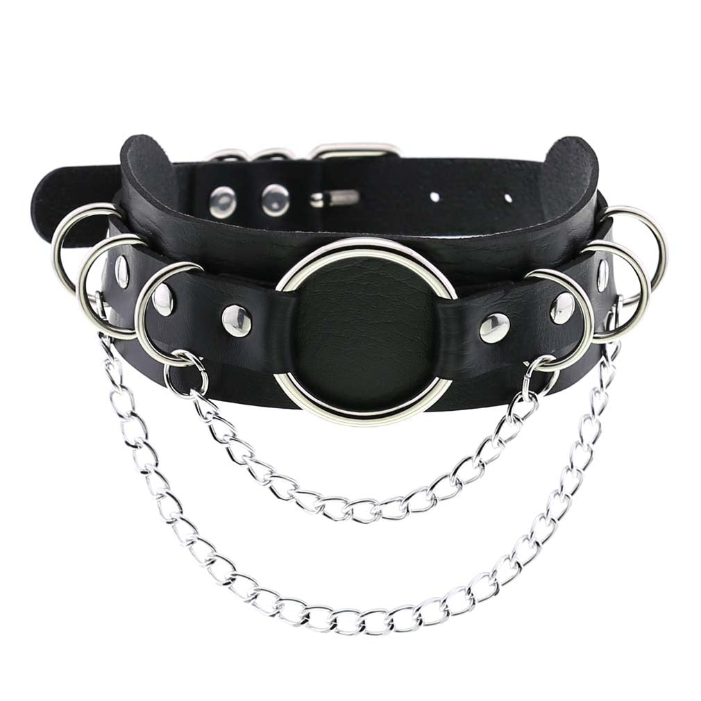 Black Leather Rivet Choker