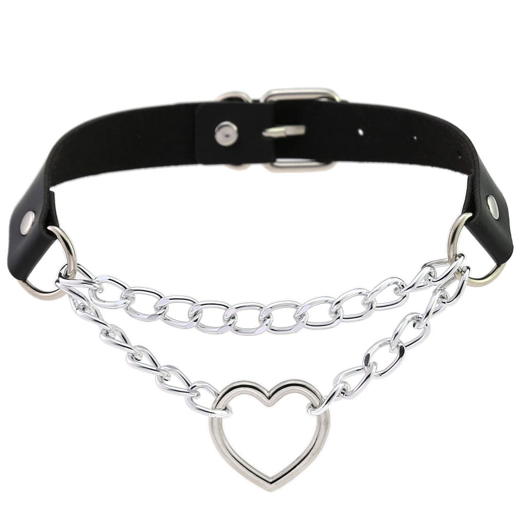 Black Leather Rivet Choker