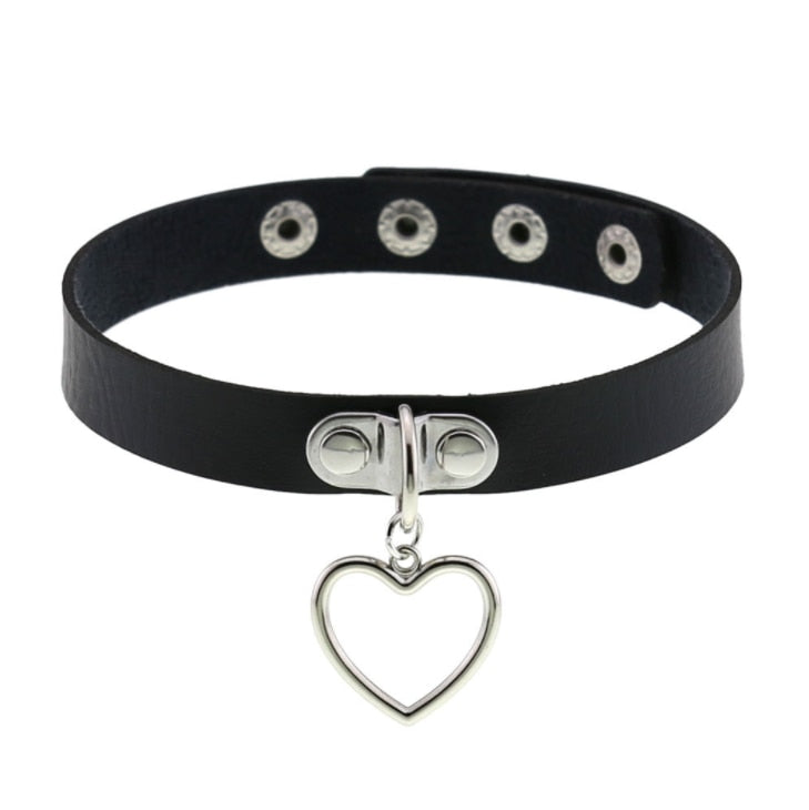 Black Leather Rivet Choker