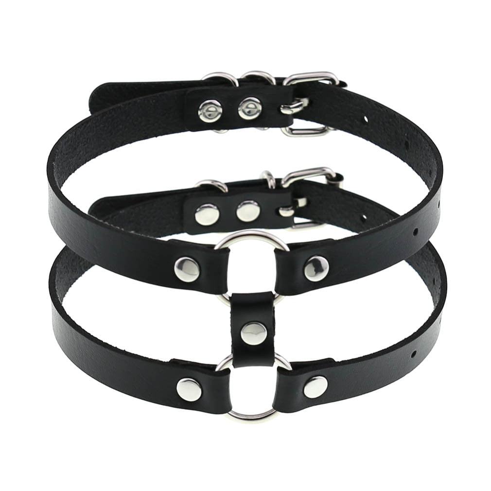 Black Leather Rivet Choker