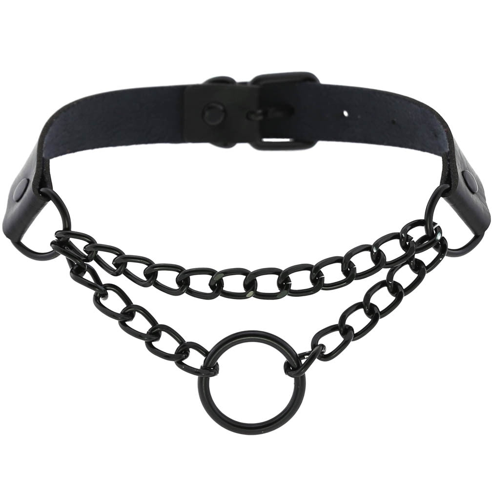 Black Leather Rivet Choker