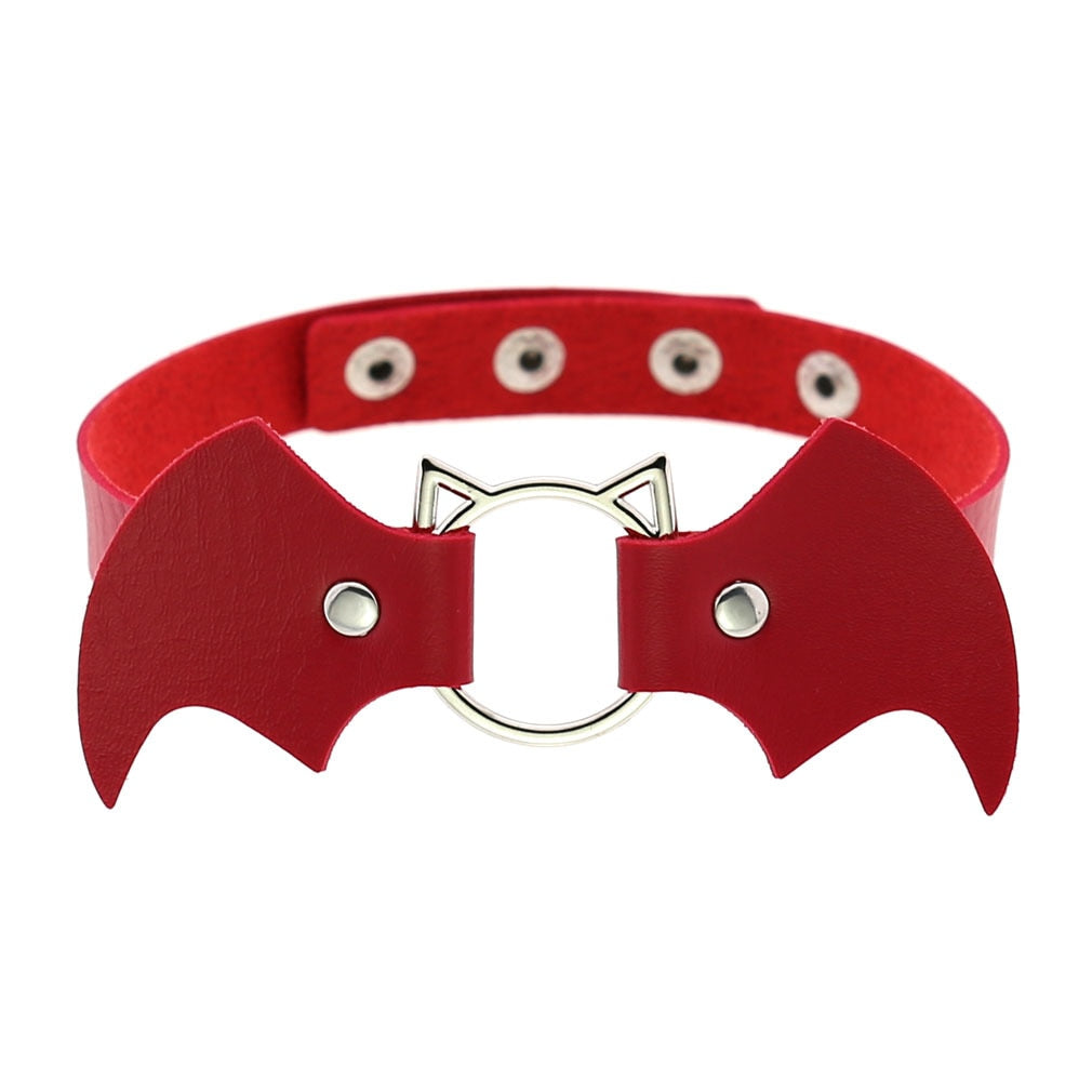 Red BDSM Leather Choker