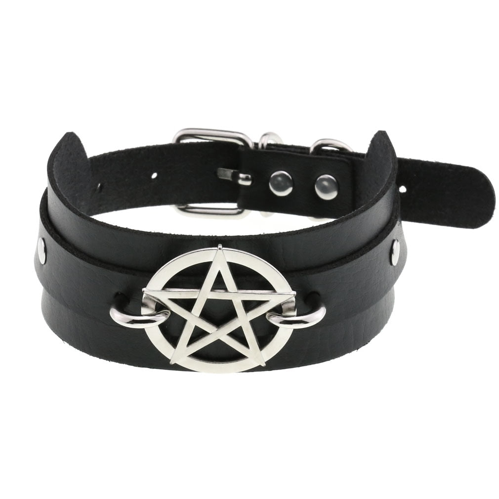 Black Leather Rivet Choker