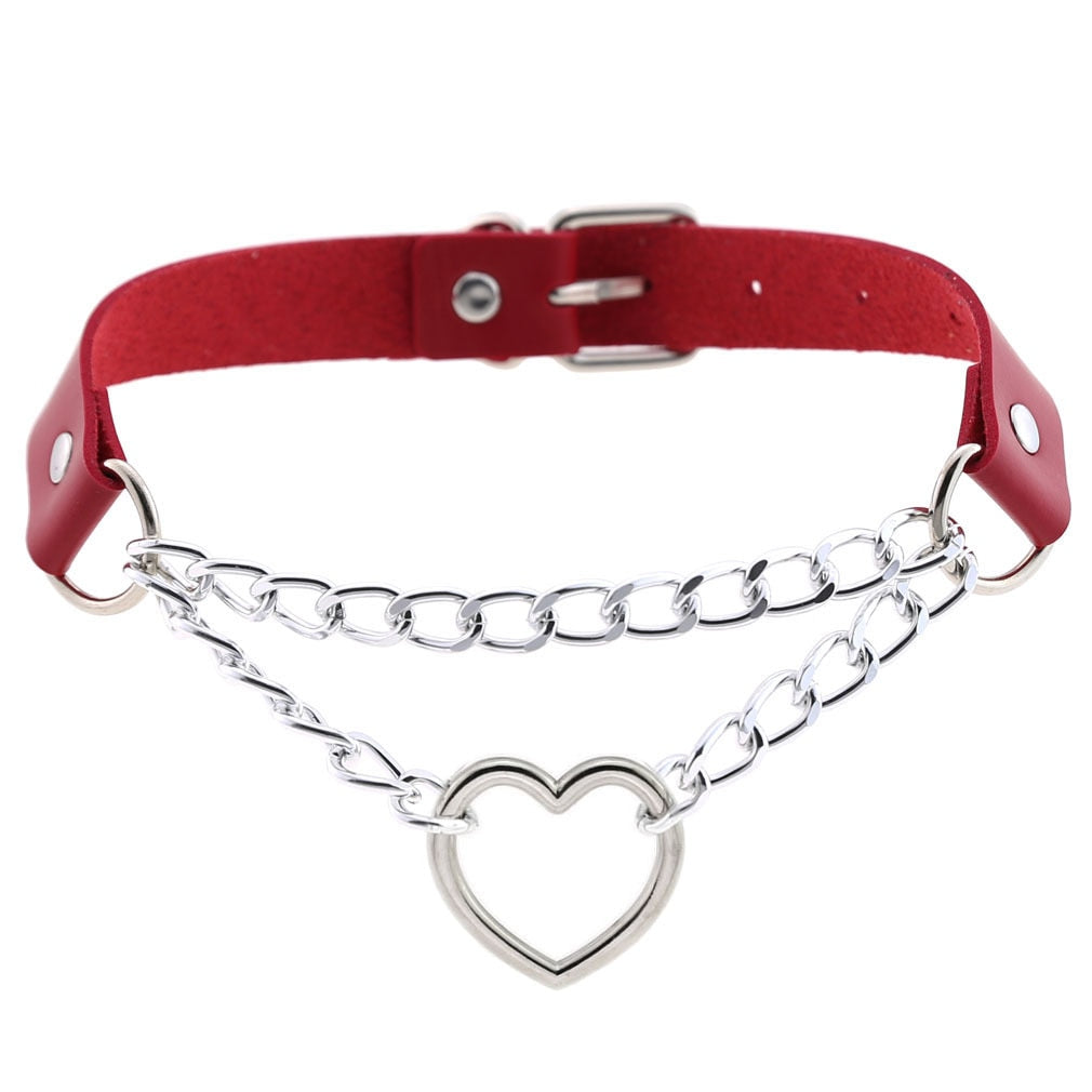 Red BDSM Leather Choker