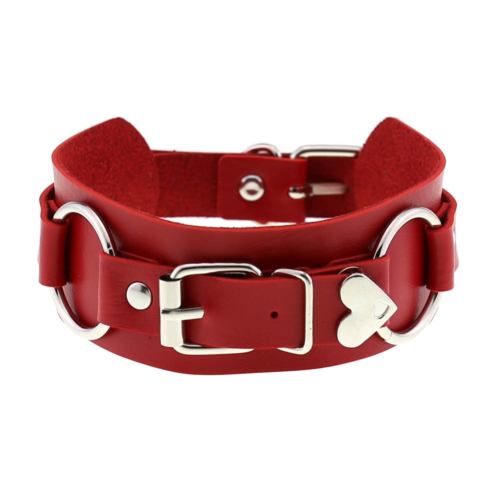 Red BDSM Leather Choker