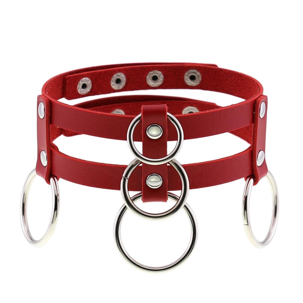Red BDSM Leather Choker