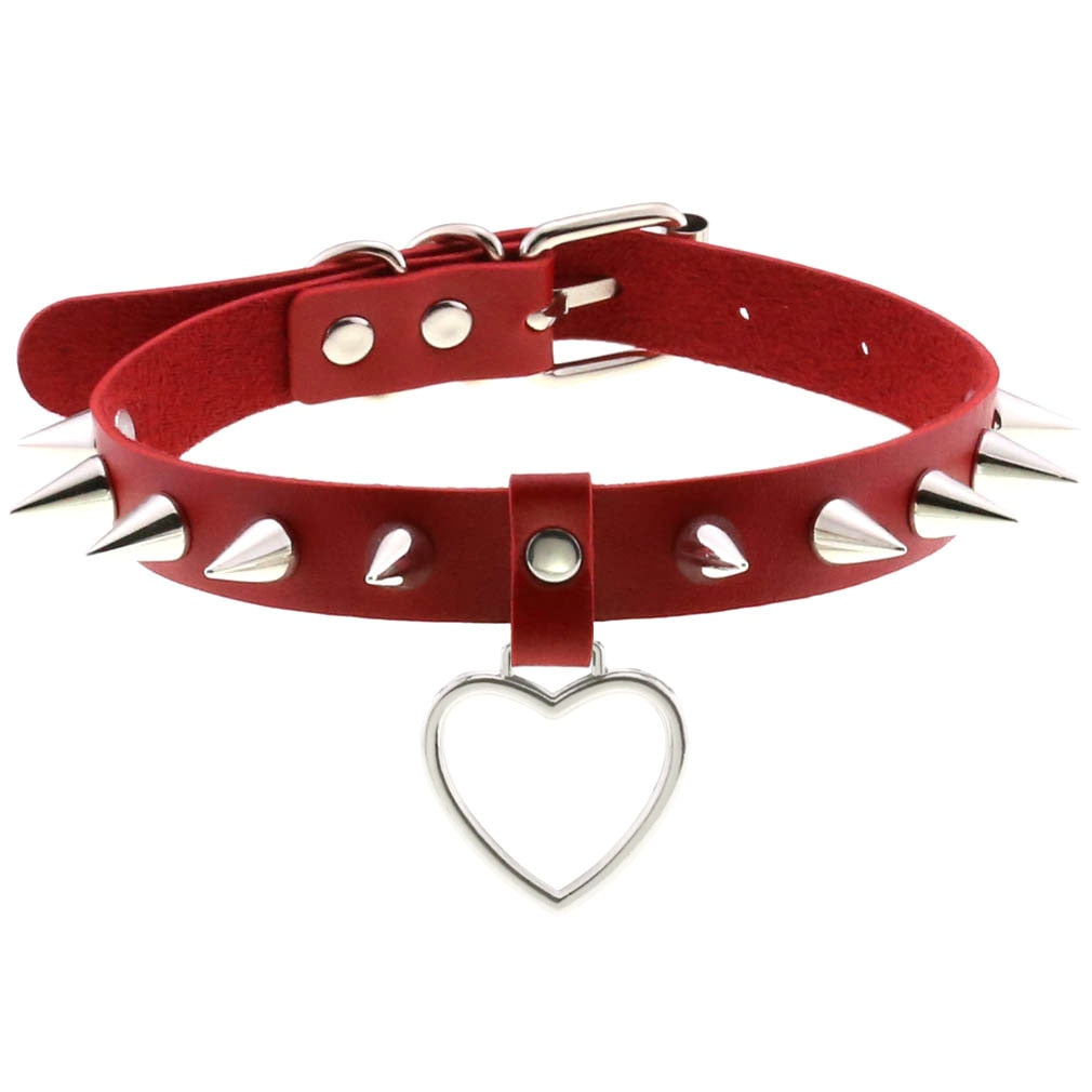 Red BDSM Leather Choker