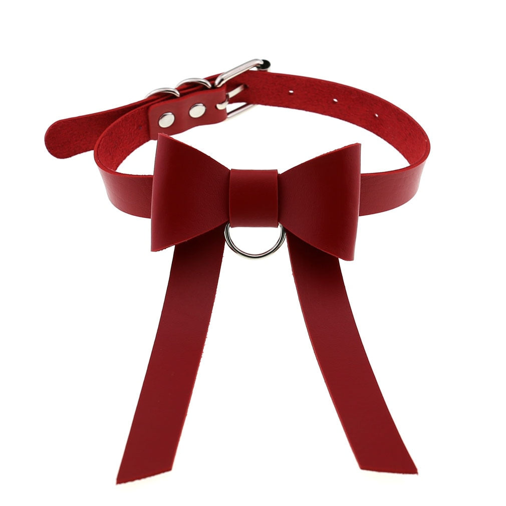 Red BDSM Leather Choker