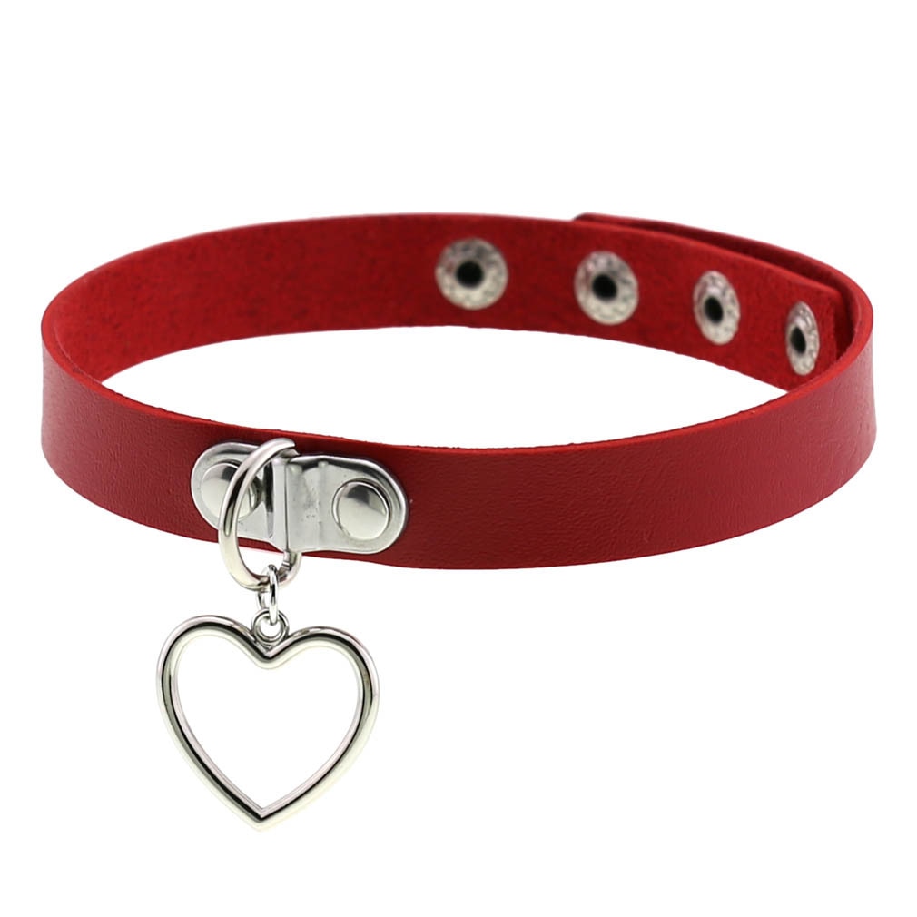Red BDSM Leather Choker