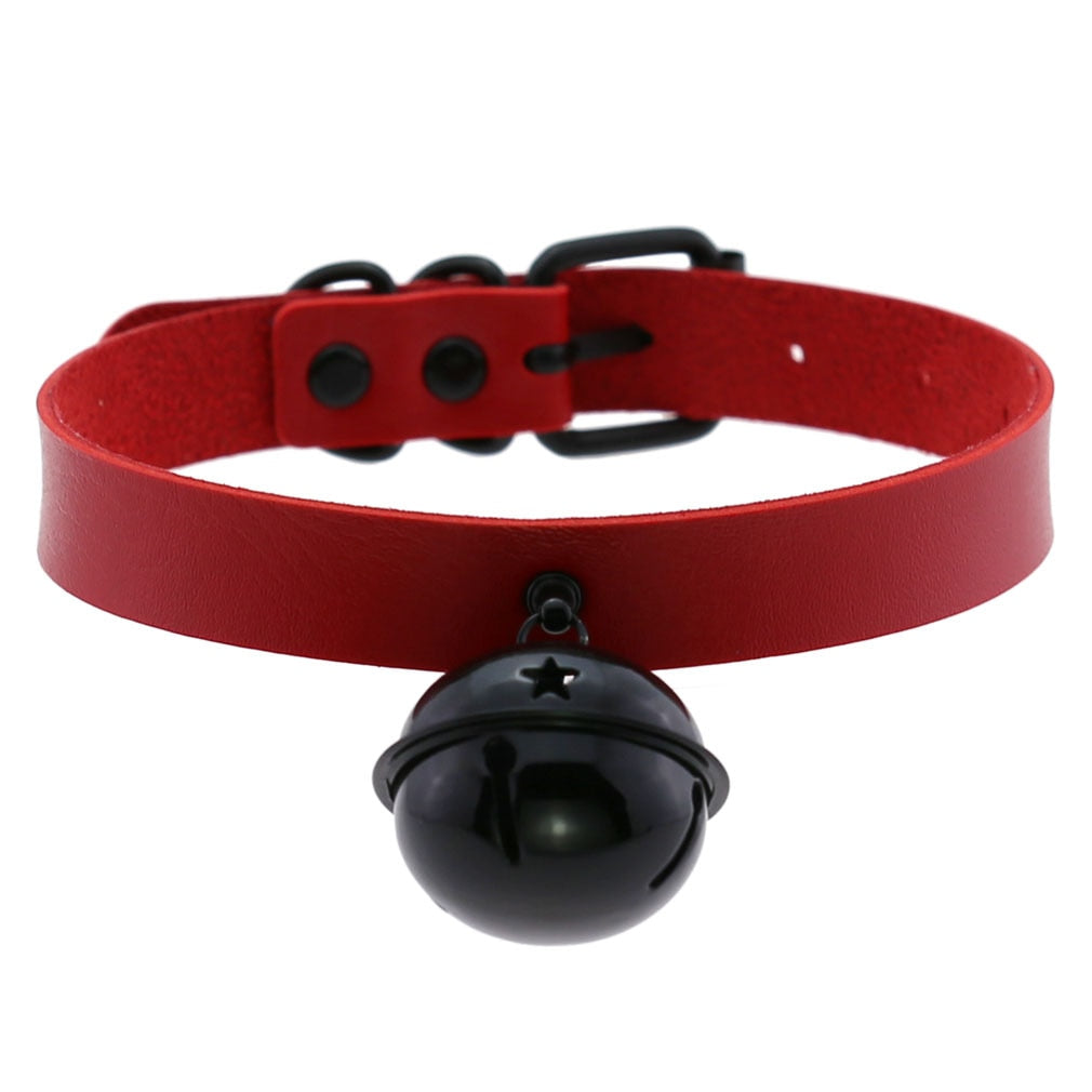 Red BDSM Leather Choker