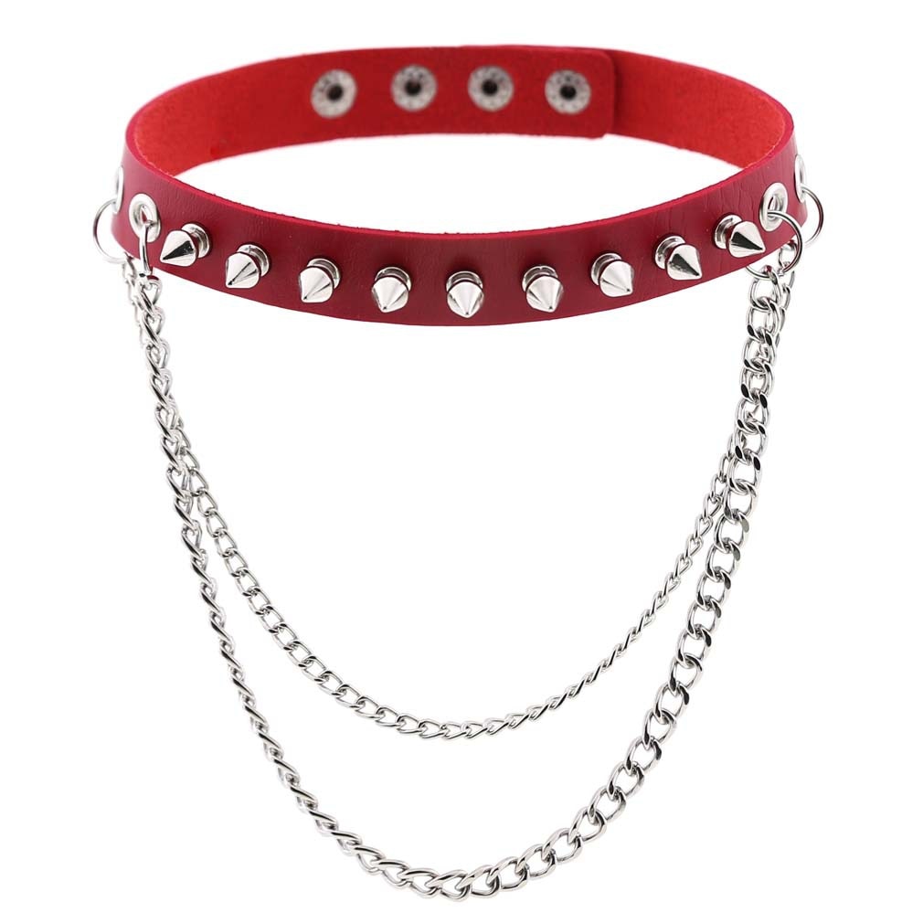 Red BDSM Leather Choker