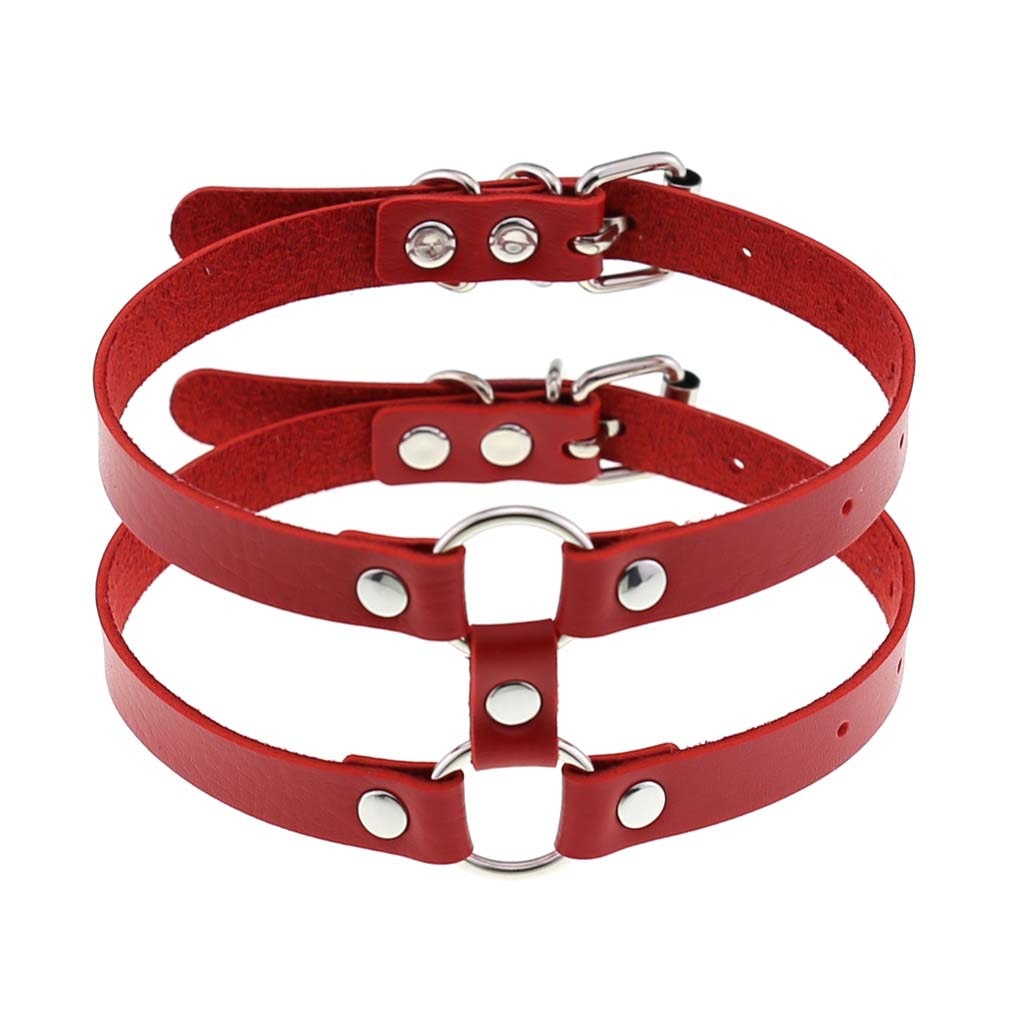 Red BDSM Leather Choker