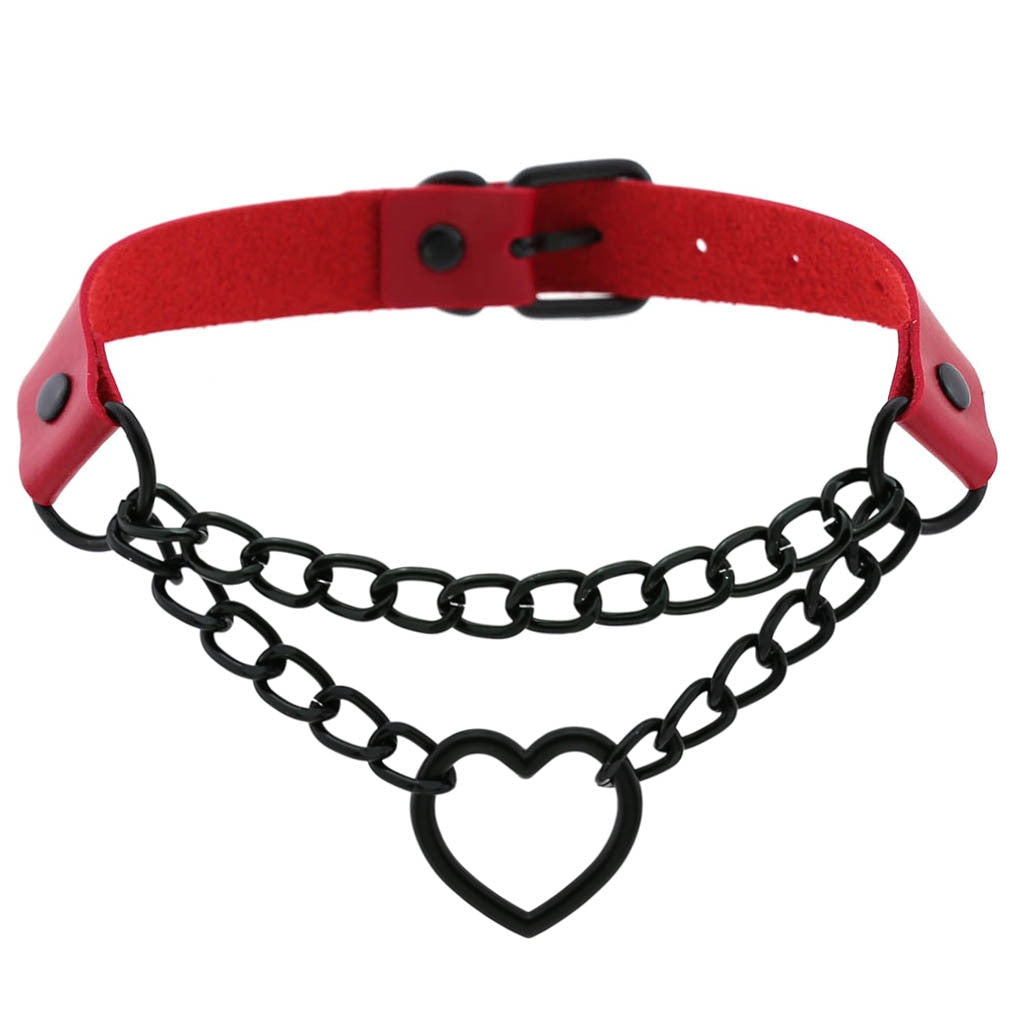 Red BDSM Leather Choker