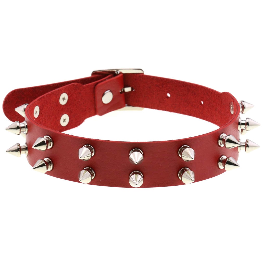 Red BDSM Leather Choker