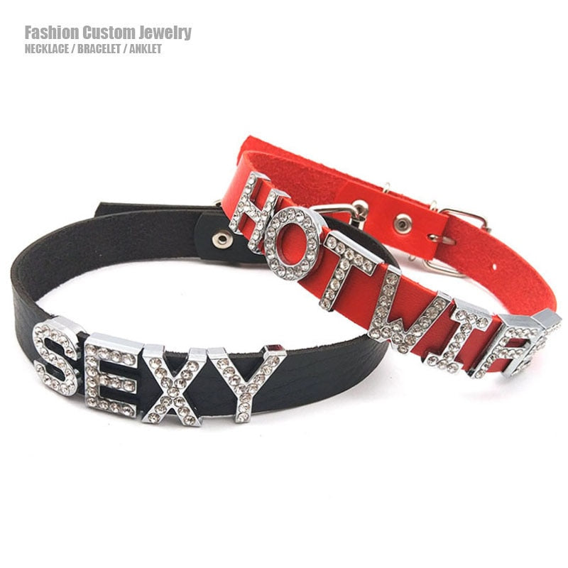 Sexy Goth Rhinestone Letters Customizable Choker