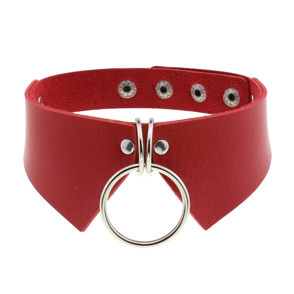 Red BDSM Leather Choker