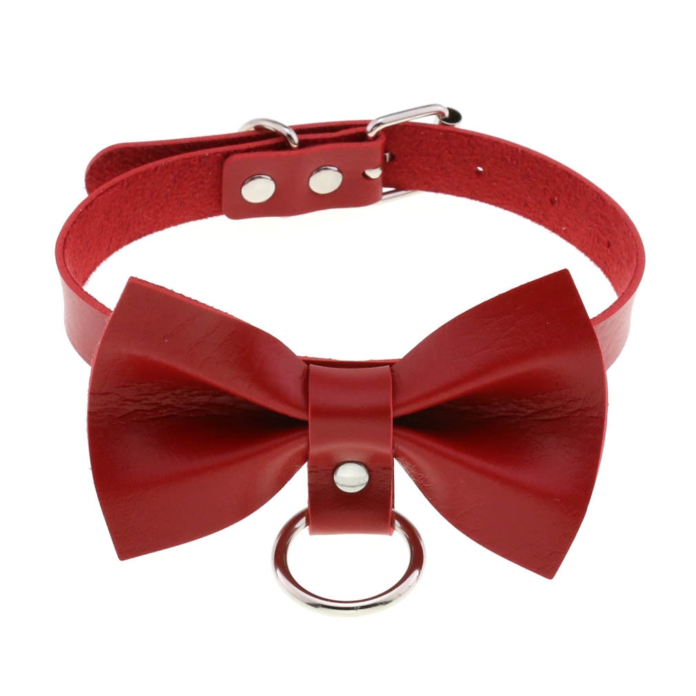 Red BDSM Leather Choker