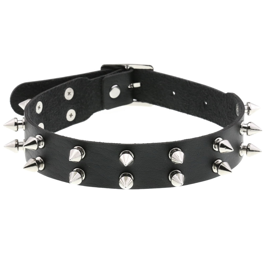 Black Leather Rivet Choker