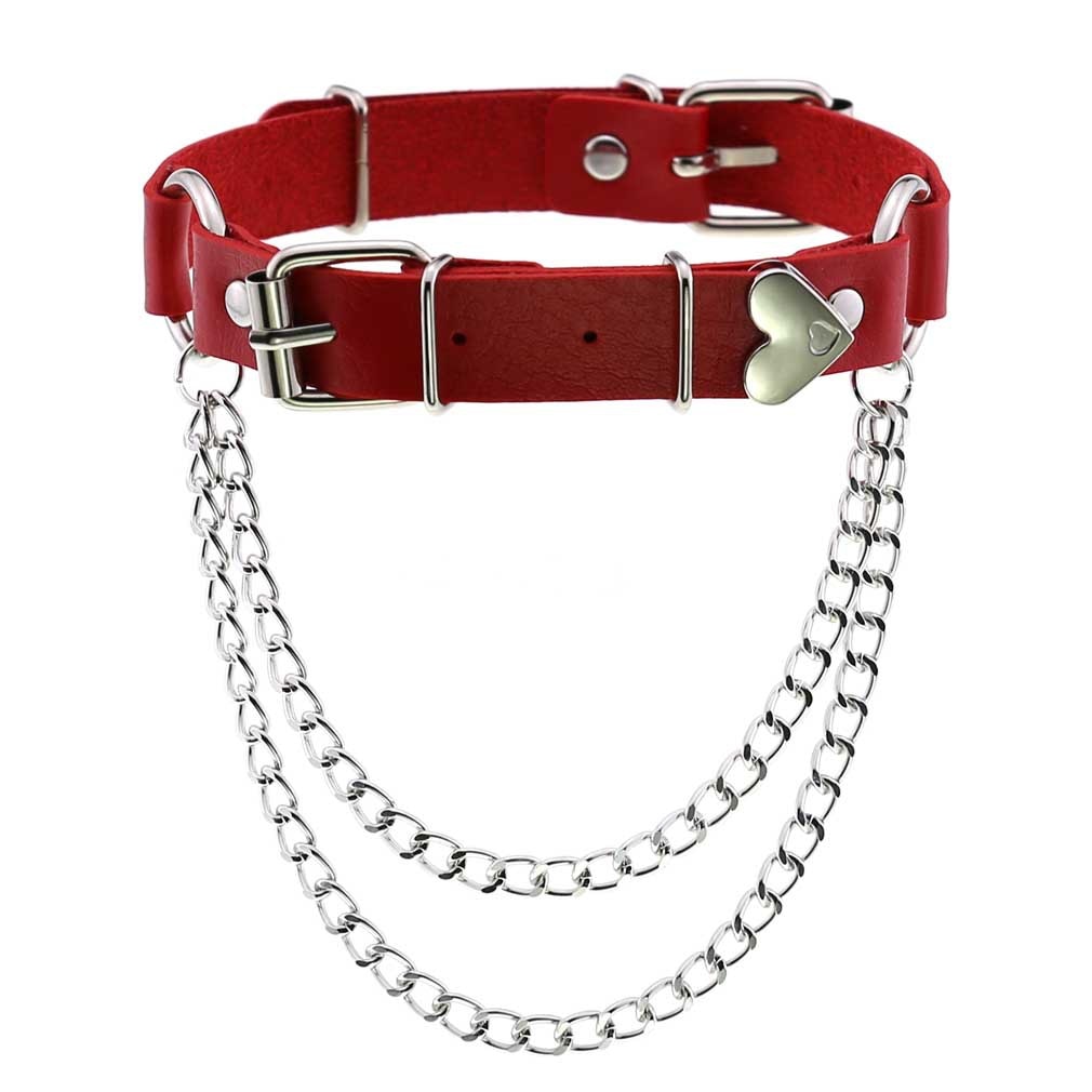 Red BDSM Leather Choker