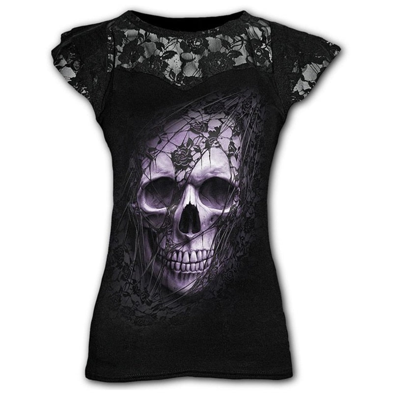 Goth Skull Lace T-Shirt