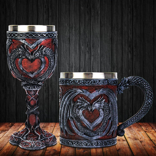 Double Dragon Wine Goblet Beer Mug