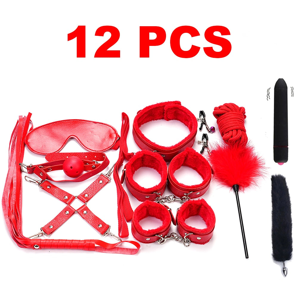 BeHorny S & M Bondage Kit Including Whip Rope Cuffs Blindfold Collar B –  BABACLICK