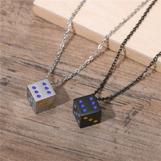 Stainless Steel Dice Pendant Necklace